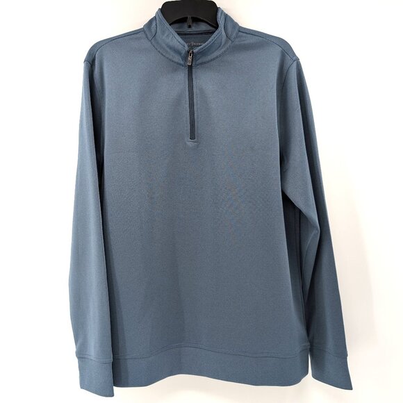 HICKEY FREEMAN Pullover Men's M Blue 1/4 Zip Micro Striped Golf Logo Long Sleeve - Picture 1 of 12
